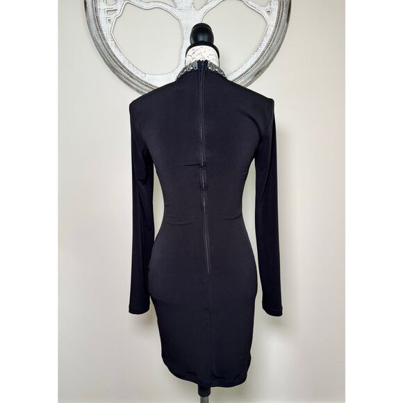 Jodi Kristopher Black Bodycon Dress Women’sSize 1 Small Long Sleeve Stretch Mini - Picture 6 of 8